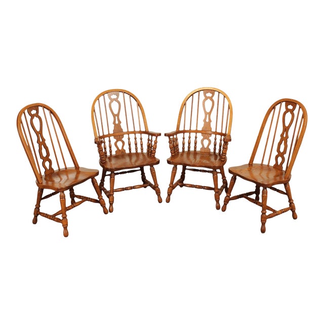 Richardson Brothers Oak Windsor Dining Chairs Set of 4 Chairish