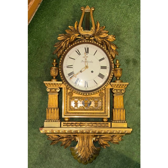 1940s Large Swedish Gustavian Cartel Wall Clock For Sale - Image 5 of 12