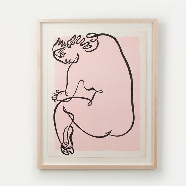 Pink 1960s Modern Figurative Female Line Serigraph Print by Jean Negulesco, Pink For Sale - Image 8 of 9