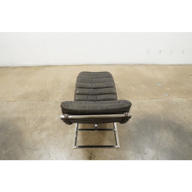 Restoration Hardware Modern Channel Tufted Leather Chaise Lounge For Sale In Austin - Image 6 of 11