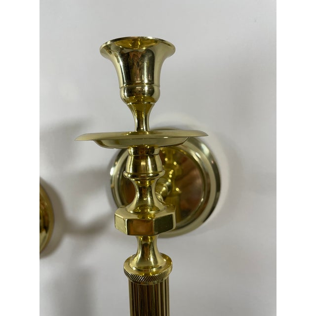 Vintage Brass Neoclassical Style Candle Wall Sconces - A Pair For Sale - Image 9 of 18