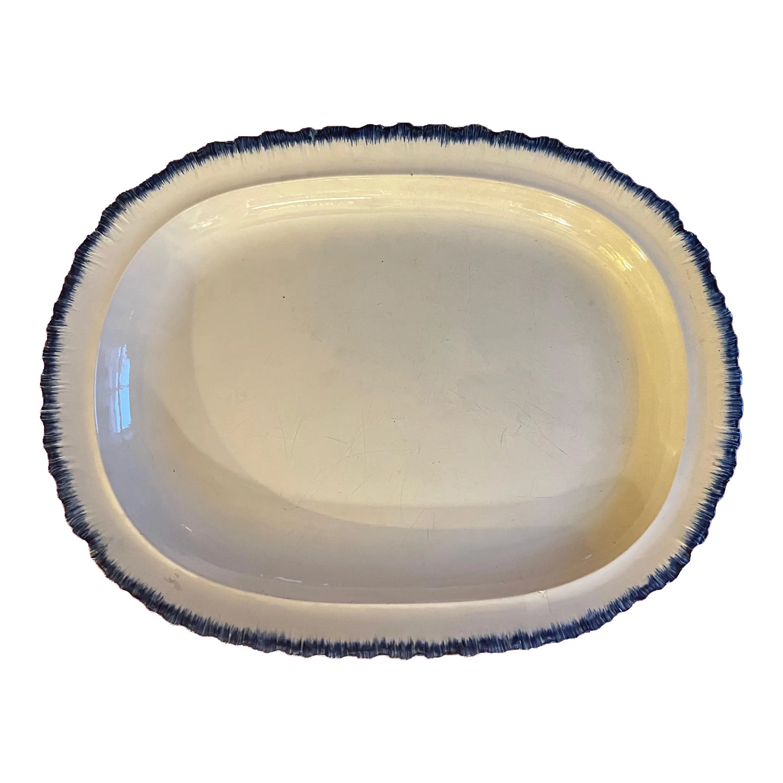 Very Large Early 19th Century Wedgwood Creamware Blue Feather Edge ...