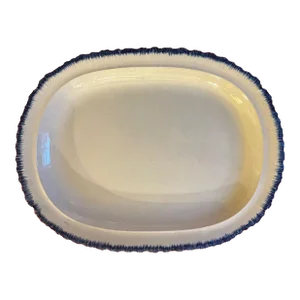 Very Large Early 19th Century Wedgwood Creamware Blue Feather Edge Turkey Platter