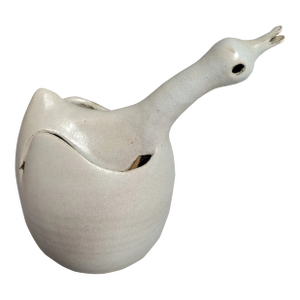 Mid-Century Japanese Studio Pottery Goose Sculpture in Shino-Style Glaze