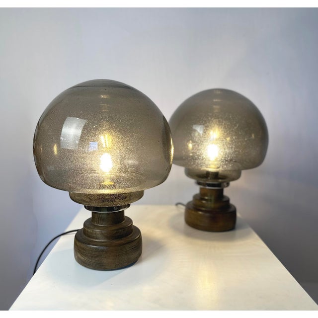 Brown Vintage Italian Brutalist Table Lamps, 1970s, Set of 2 For Sale - Image 8 of 8