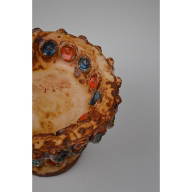 Glazed Ceramic Bowl with Cabochons from La Roue, France, 1960s For Sale - Image 10 of 13
