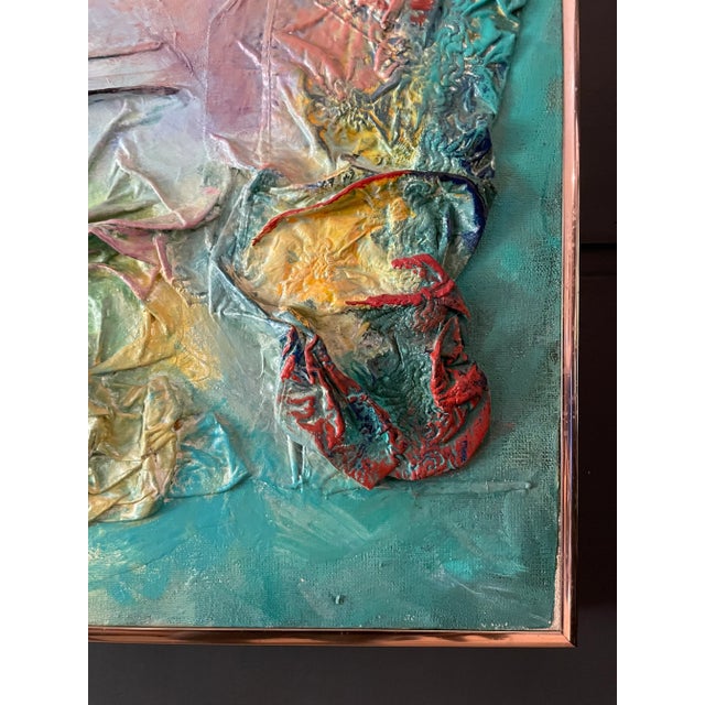 Textile 1980s Postmodern Textile Multimedia Original Framed Painting For Sale - Image 7 of 10