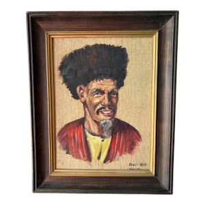 Iranian Oil Portrait Painting on Linen Canvas, Framed 1974–75 Signed Ali-Sh Vintage