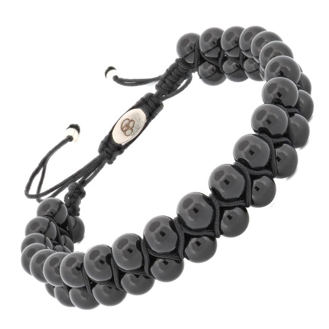 Black Onyx Self Control Beaded Woven Bracelet For Sale In Miami - Image 6 of 7