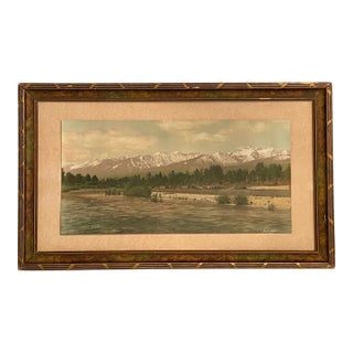Vintage Framed Colored Landscape Photograph by George L Johnson For Sale