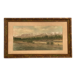 Vintage Framed Colored Landscape Photograph by George L Johnson