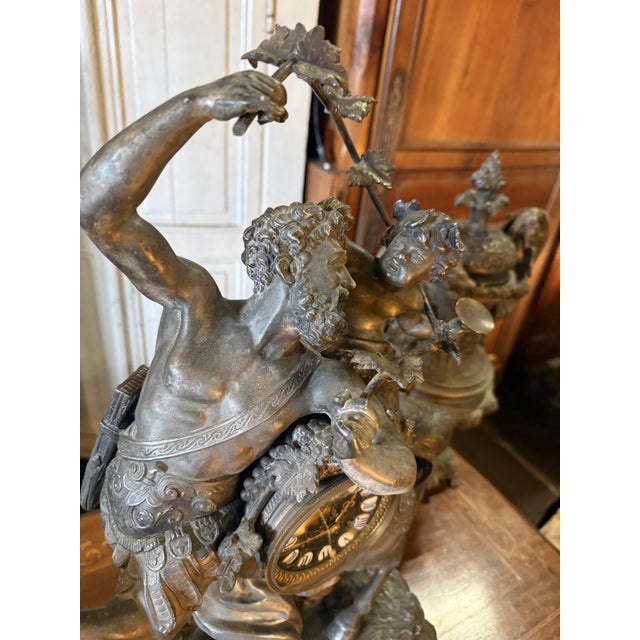 Napoleon III Three-Piece Mantelpiece Set in Spelter with Bronze Patina, 1870, Set of 3 For Sale - Image 9 of 11