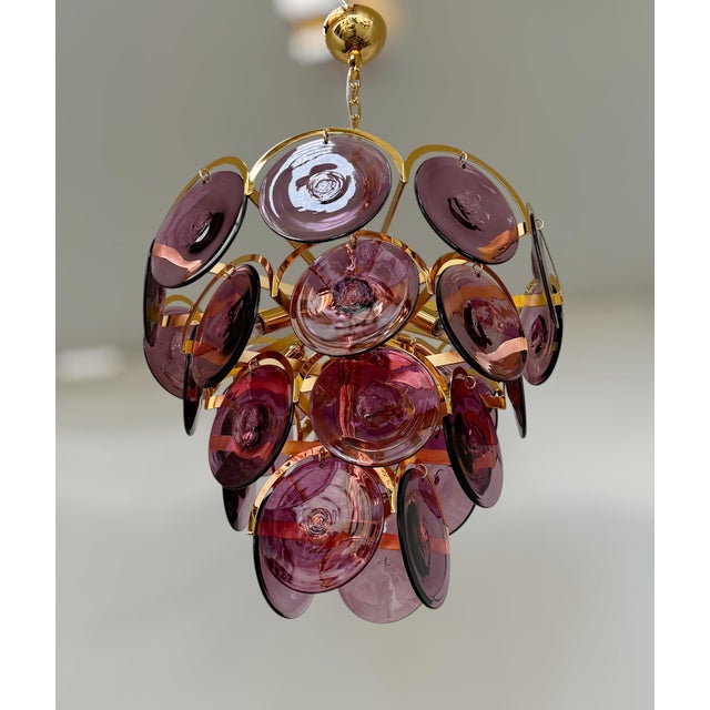 Glass 21st Century Italian Tiered Murano Disco Chandelier by Fabio LTD For Sale - Image 7 of 13