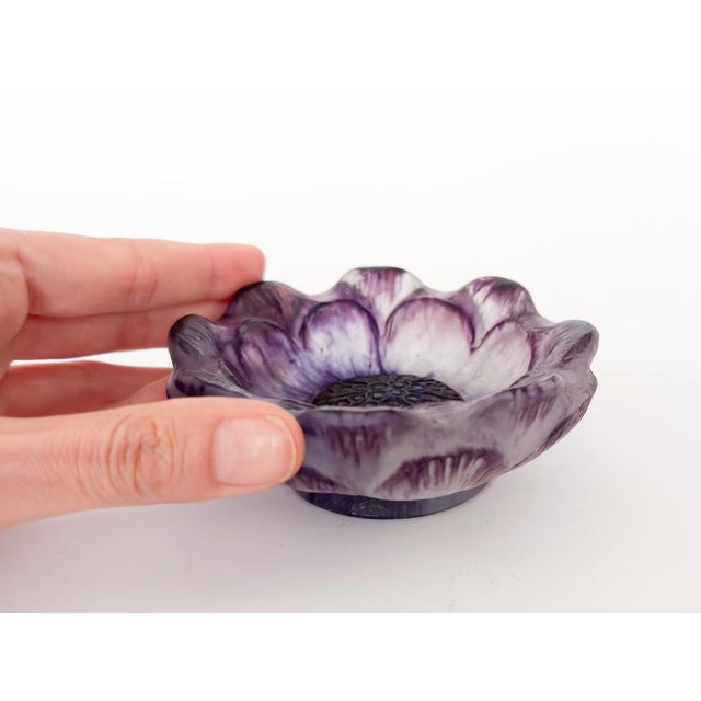 Purple Glass Open Flower Bowl by Gabriel Argy Rousseau, 1924 For Sale - Image 3 of 10