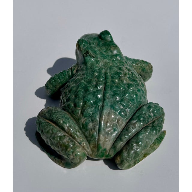 Carved Green Hardstone Frog Sculpture, Chinese, Late 20th Century For Sale - Image 9 of 13