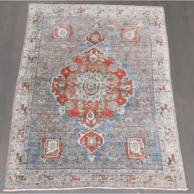 Persian Antique Zabihi Collection Bidjar Accent Small Rug - 3'8" x 5'2" For Sale - Image 4 of 8
