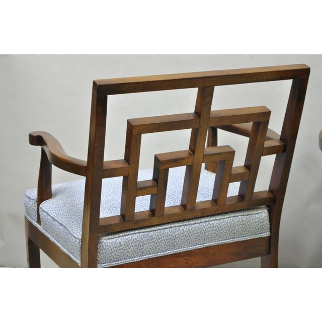 Vintage Chinese Chippendale James Mont Style Fretwork Lounge Arm Chairs - A Pair For Sale - Image 13 of 15