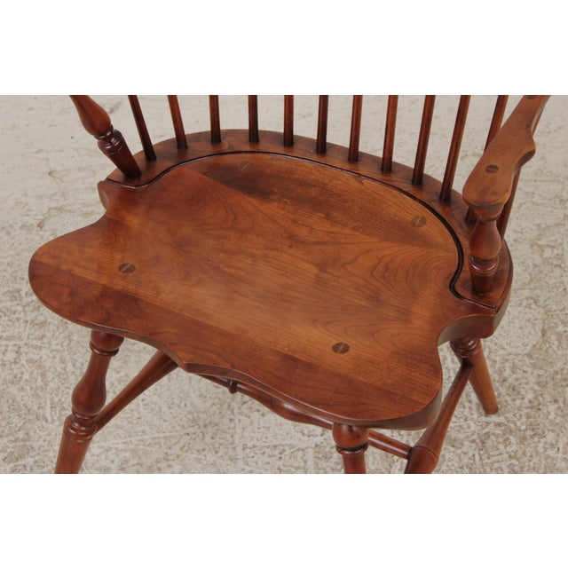 Set of 6 Robert Bergelin Cherry Windsor Style Dining Room Chairs For Sale - Image 13 of 17