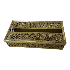 1960s Hollywood Regency Goldtone Tissue Box