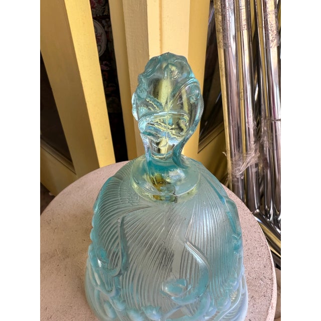 Glass Vintage Art Deco Style Aqua Bell by Fenton For Sale - Image 7 of 7