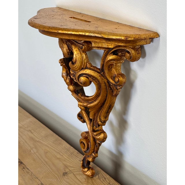 Wood Vintage Carved Gilt Wood Florentine Wall Shelf For Sale - Image 7 of 8