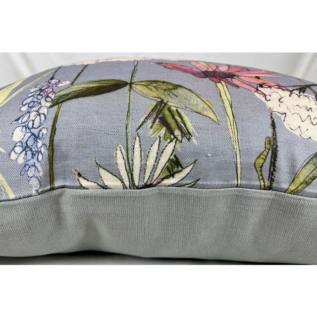 20" Square Decorative Throw Pillow With a Playful Pink and White Mid Century Modern Look Floral Pattern Dotted With Bees - Made in the U K For Sale - Image 10 of 12