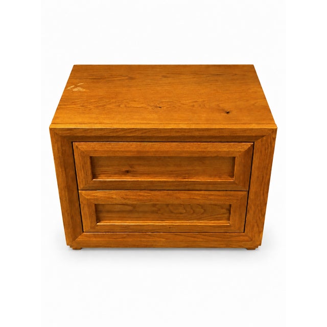 A handsome vintage two-drawer nightstand by Thomasville, dating approximately to the 1980s or early 1990s. The streamlined...