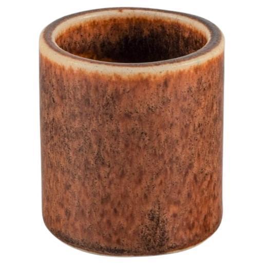 Mid-Century Glazed Ceramic Vase with Brown Glaze For Sale - Image 5 of 5