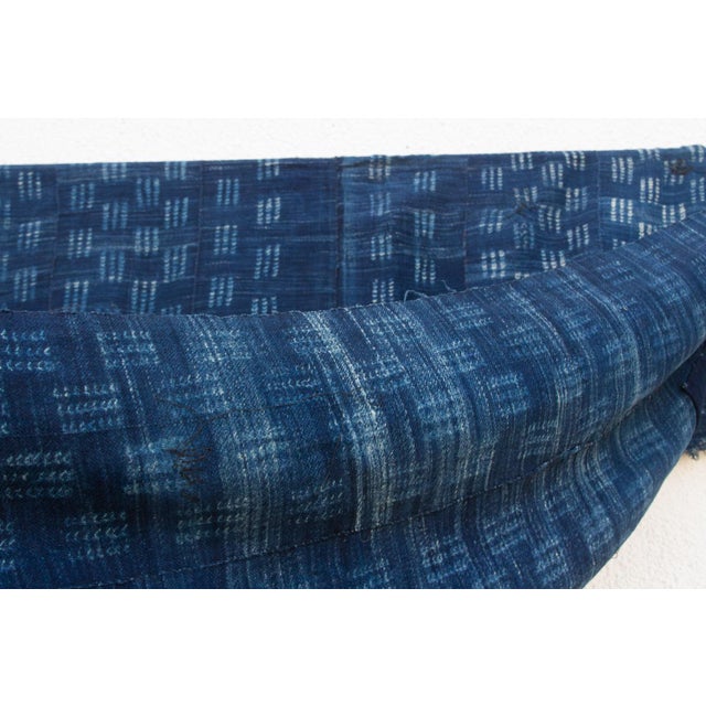 1970s Ticking Pattern Indigo Mud Cloth Throw For Sale - Image 5 of 6