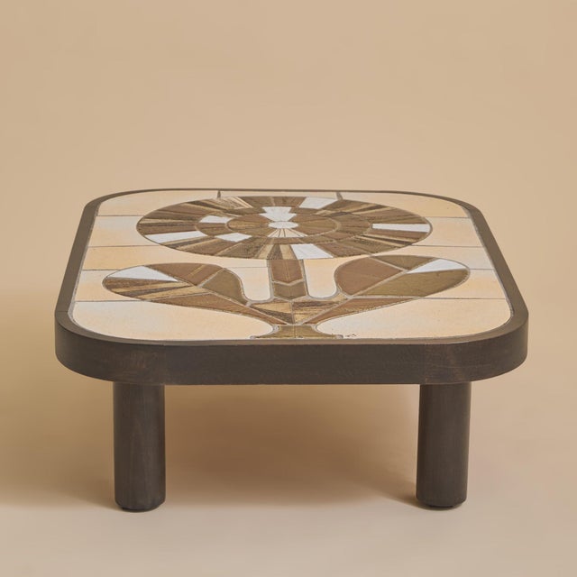 1960s French Ceramic Flower Motif Coffee Table by Roger Capron, 1960s For Sale - Image 5 of 11