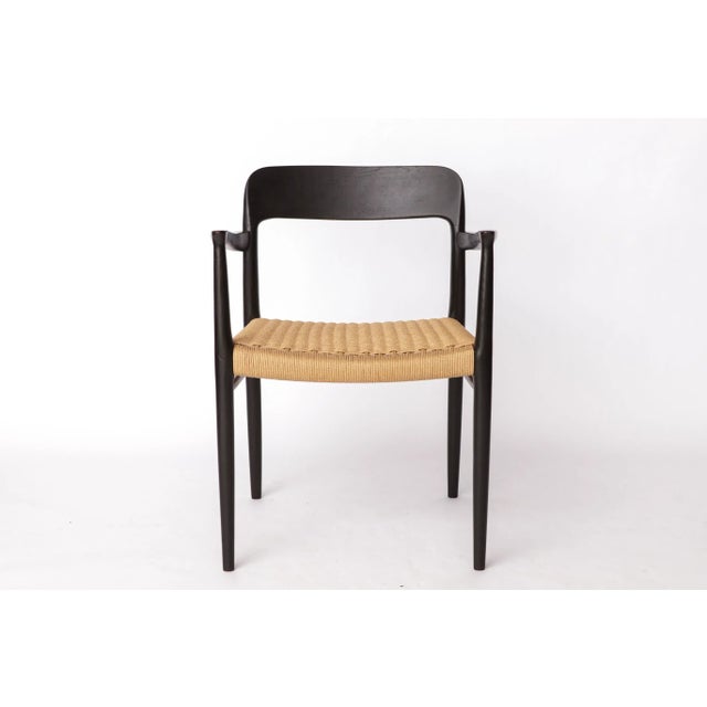 Mid-Century Danish Black Model 56 Armchair with Woven Seat by Niels Otto (N. O.) Møller for J. L. Møllers, 1960s For Sale - Image 5 of 10