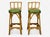 Wood Dutch Modern, Bamboo, Green Leather, Three Barstools, Netherlands, 1970s For Sale - Image 7 of 13