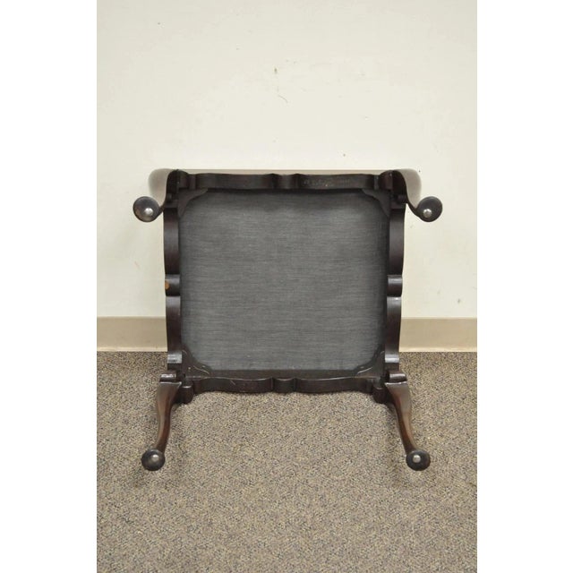 Antique Schmieg & Kotzian Mahogany Wood Queen Anne Square Stool Bench Ottoman For Sale - Image 10 of 11