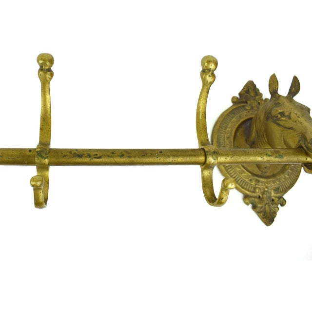 Early 20th Century Solid Brass Horse Head Wall Mounted Equestrian Coat Rack or Towel Rail - 5 Double Hooks For Sale - Image 11 of 14