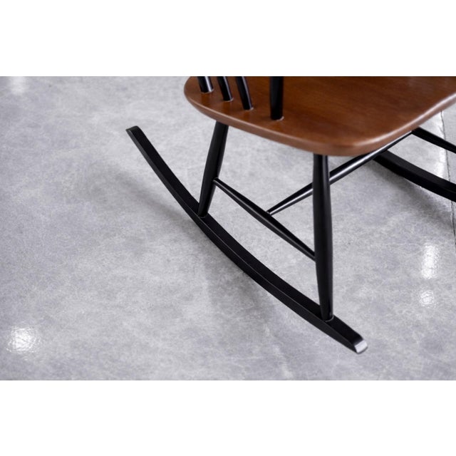 Black Mid-Century Finnish Modern Wooden Rocking Chair by Ilmari Tapiovaara for Asko, 1960s For Sale - Image 8 of 18