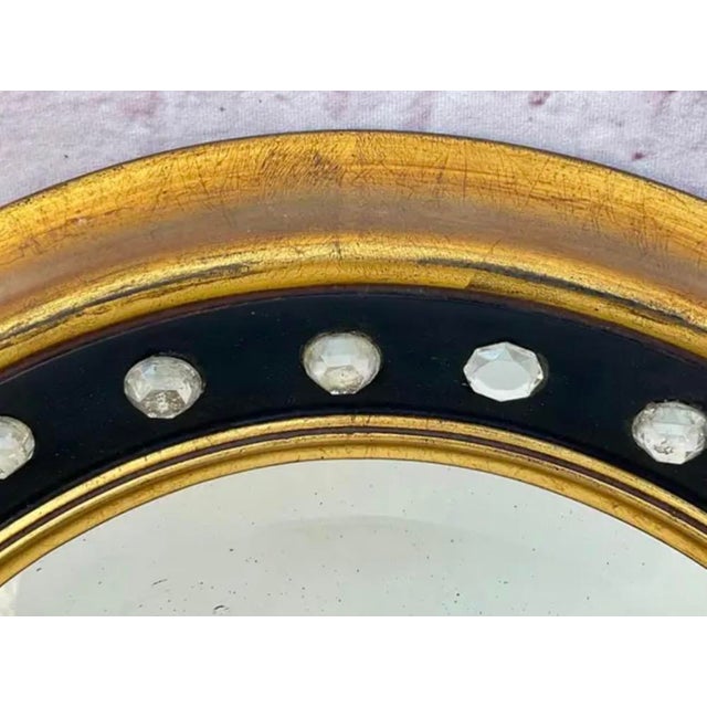 Traditional Irish Regency Style Oval Mirror With Parcel Gilt Frame and Glass Cabochons For Sale - Image 3 of 9