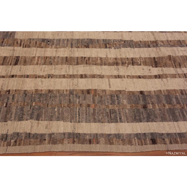 Neutral Earthy Grey Brown and Cream Tribal Modern Room Size Area Rug For Sale In New York - Image 6 of 9