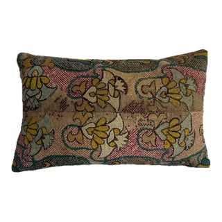 17th Century Italian Wool and Silk Floral Scrollwork Pillow For Sale
