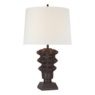 Thomas O'Brien by Visual Comfort Signature Luxor Medium Table Lamp in Garden Bronze with Linen Shade For Sale