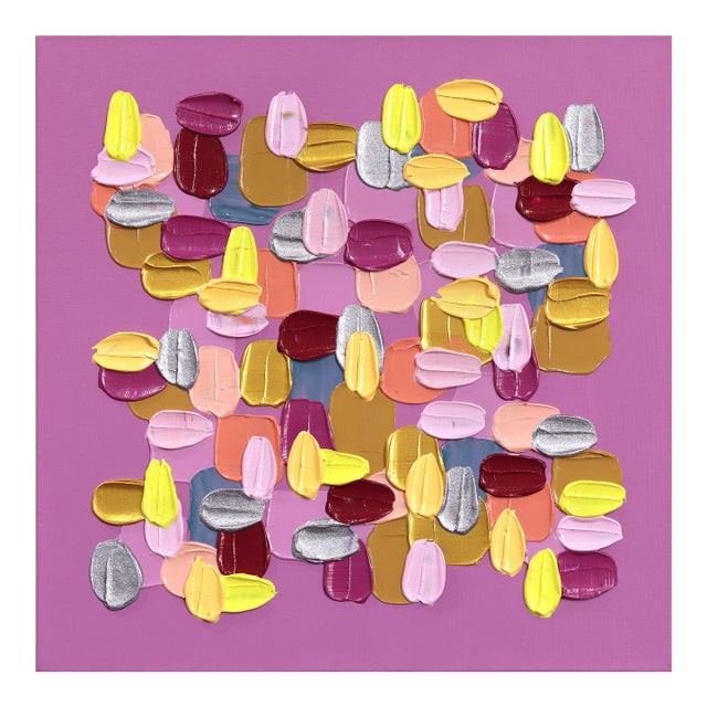 One Truth - Impasto Inspired Thick Paint Pink Abstract Painting Original Artwork by Shiri Phillips For Sale