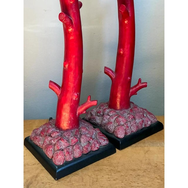 Vintage Red Coral Branch Table Lamps - Pair For Sale - Image 4 of 12