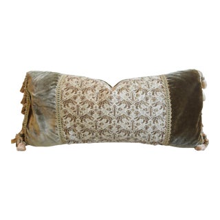 Italian Mariano Fortuny Richelieu Feather/Down Pillow 26” X 12” For Sale