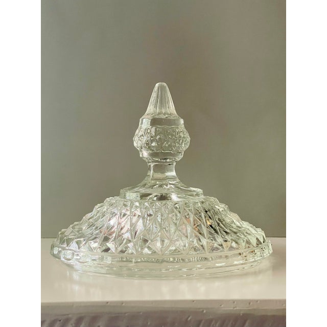Glass 1950’s Diamond Point Pressed Glass Compote Dish For Sale - Image 7 of 8