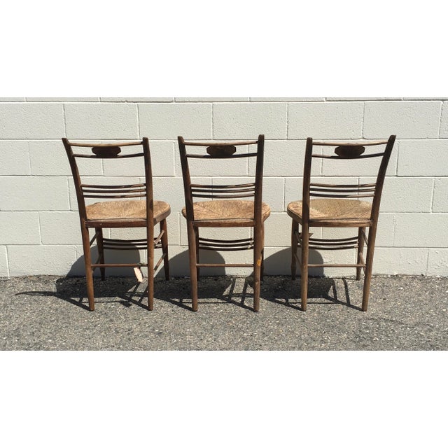 American Vintage Rush Seat Spindle Back Side Chairs Set of 3 For Sale - Image 3 of 10