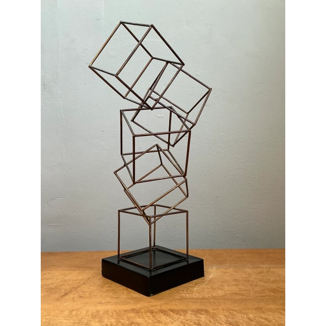 Vintage Geometric Metal Cube Sculpture For Sale - Image 10 of 12