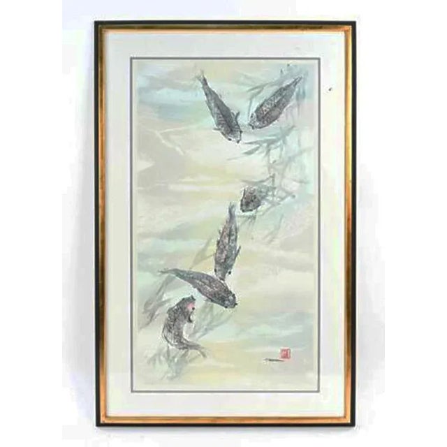 1950s Michi Osaka Japanese Serigraph With Fish, Mono Print For Sale In New York - Image 6 of 6