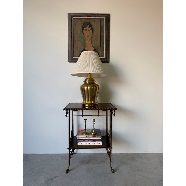 Mid-Century Modern 1970s Amadeo Modigliani Style Portrait Reproduction – Casein on Masonite Painting, Framed For Sale - Image 3 of 12