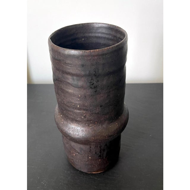 Ceramic Geometrical Vase with Black Metallic Glaze Beatrice Wood For Sale - Image 13 of 13