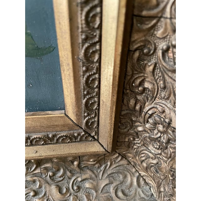 Victorian Floral Still Life Oil Painting on Board, Dated April 9, 1890, Original Gilt Gesso Frame For Sale In Chicago - Image 6 of 11