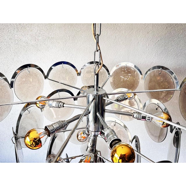 Vintage Brass and Glass Chandelier from Vistosi, 1970s For Sale - Image 13 of 15
